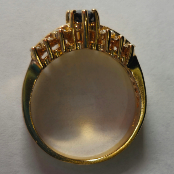 14kt | Marquise Cut Sapphire and Diamond Ring