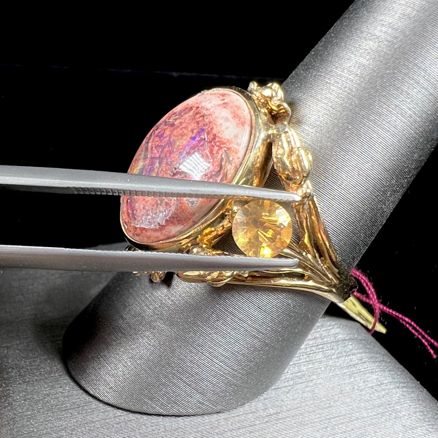 Melyza | Estate Cantera Fire Opal Solitaire Ring in 10kt Gold