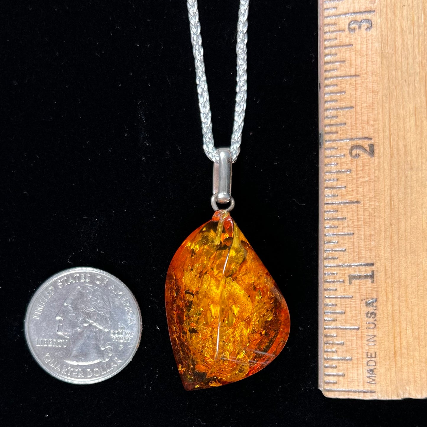 Sterling silver Mexican amber pendant.