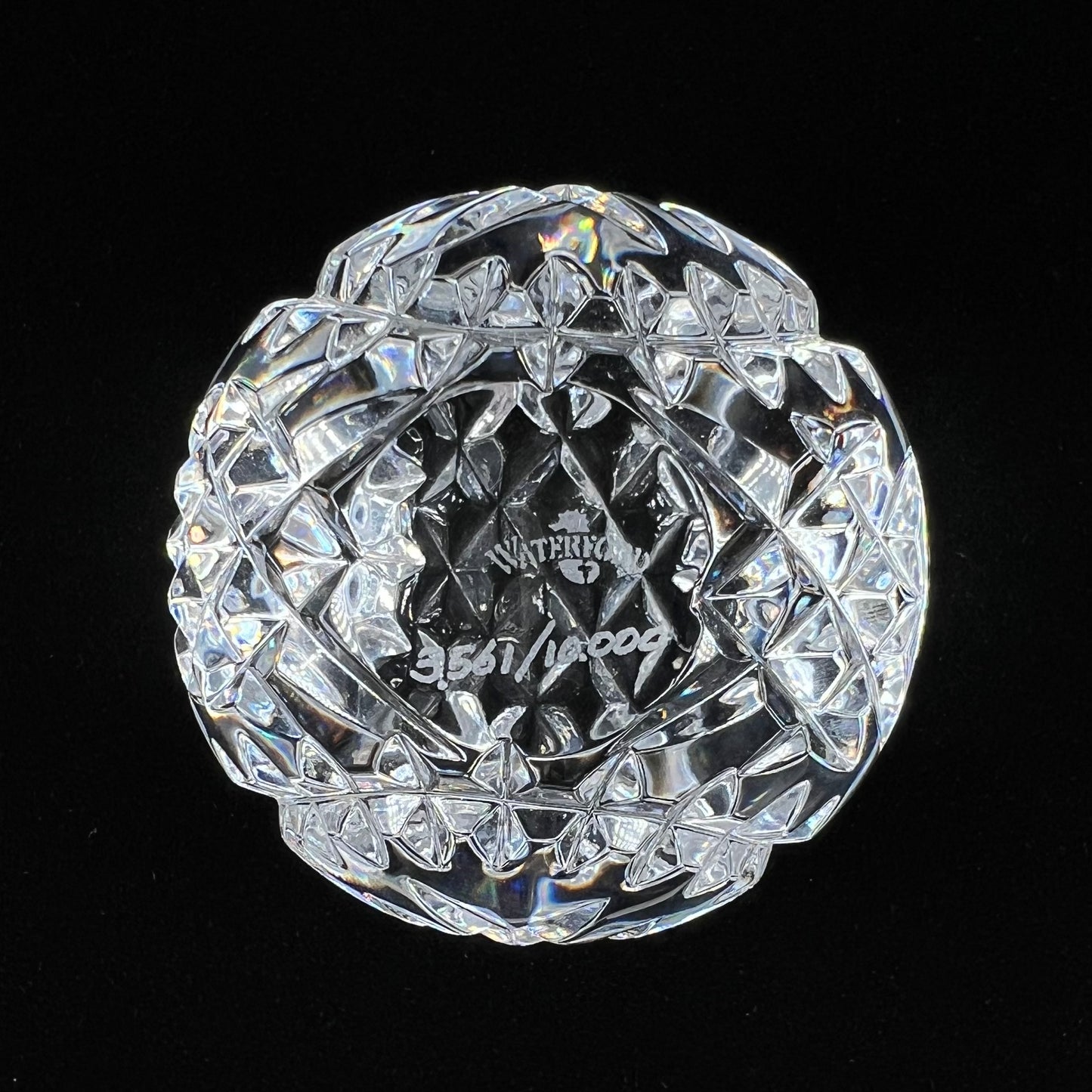 A baseball made from Waterford Crystal commemorating the Boston Red Sox 2004 World Series Championship.