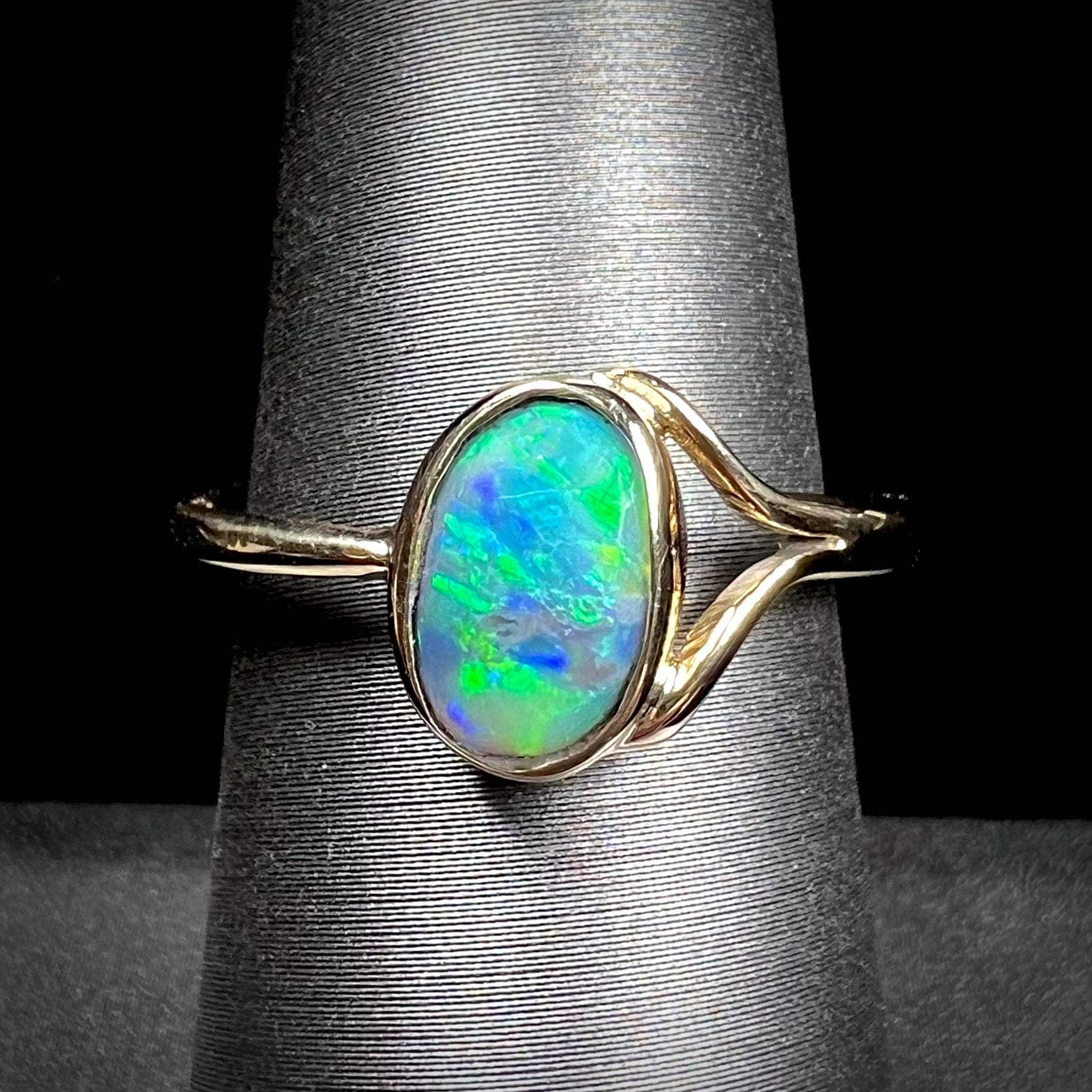 Lightning Ridge Black Opal Solitaire Ring in 14kt Gold Burton's