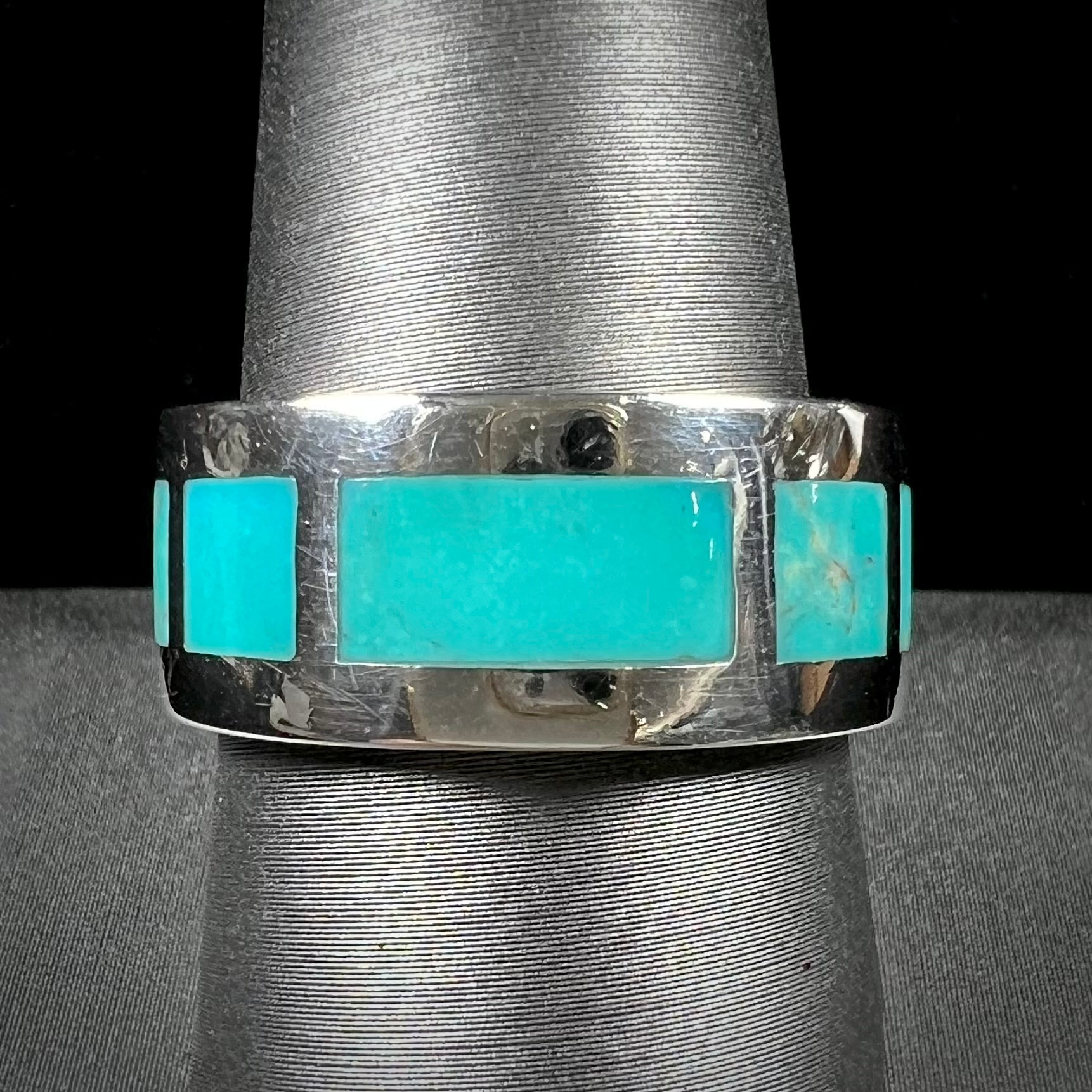 Men's Estate Sleeping Beauty Turquoise Inlay Ring Burton's