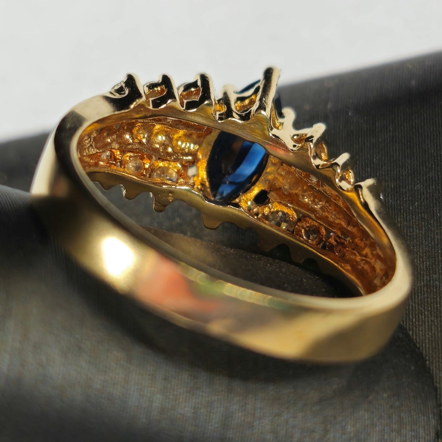 14kt | Marquise Cut Sapphire and Diamond Ring