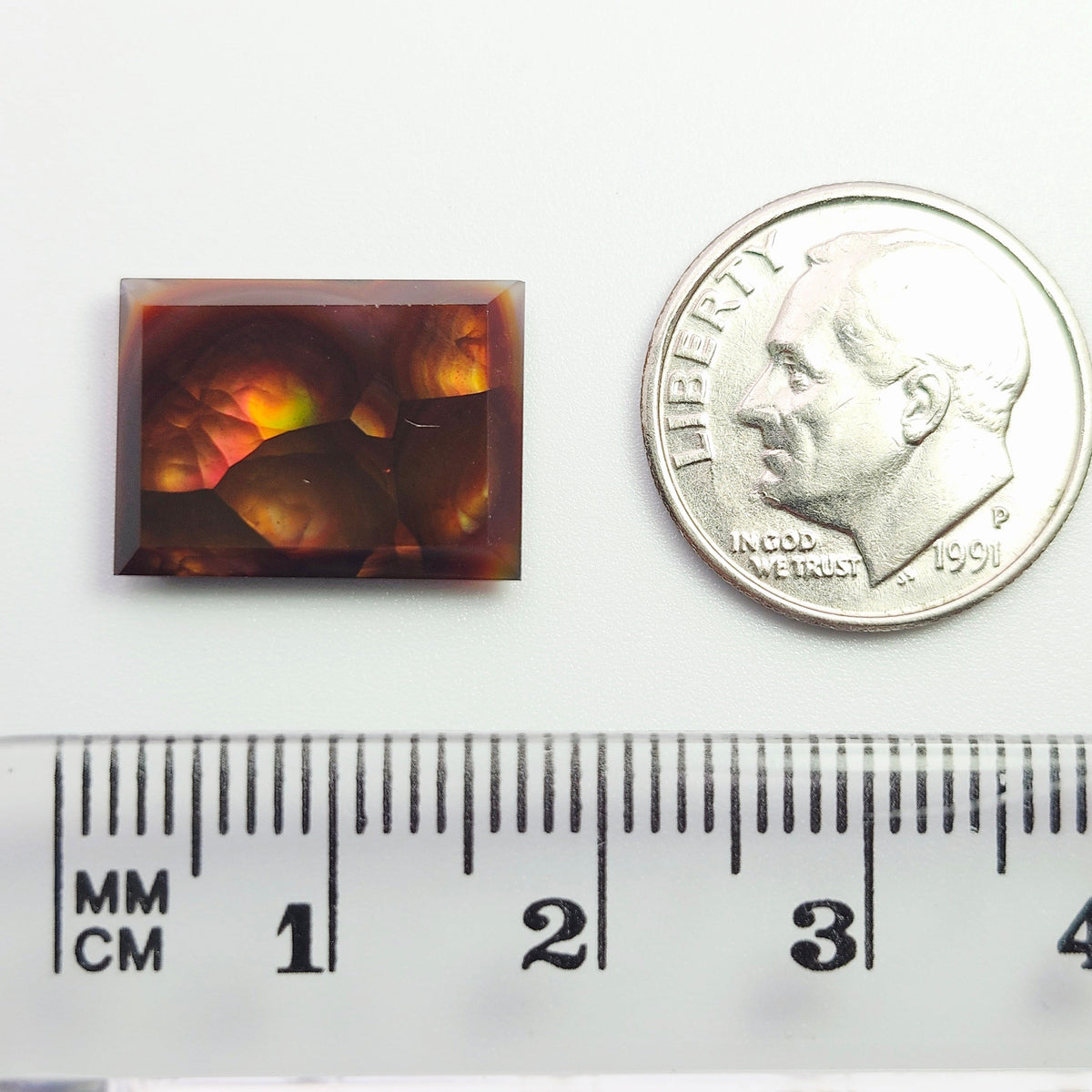 7.02ct Loose Faceted Fire Agate | Rectangular Emerald Cut