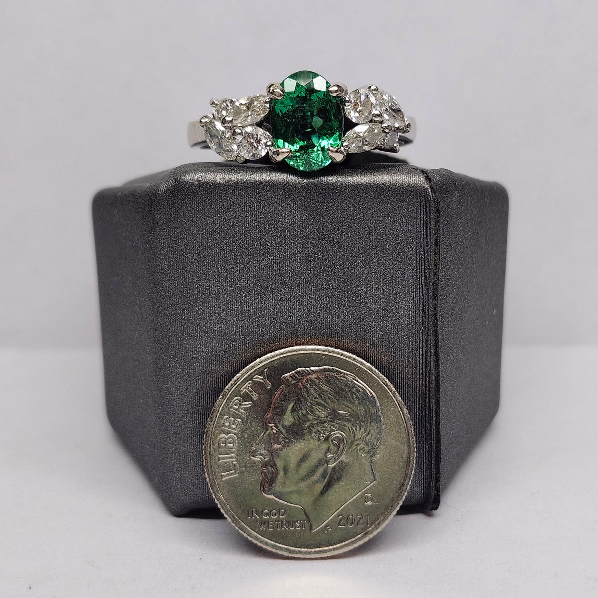 Angelica | 1.29ct Green Paraiba Tourmaline & Diamond Ring | 18kt White Gold