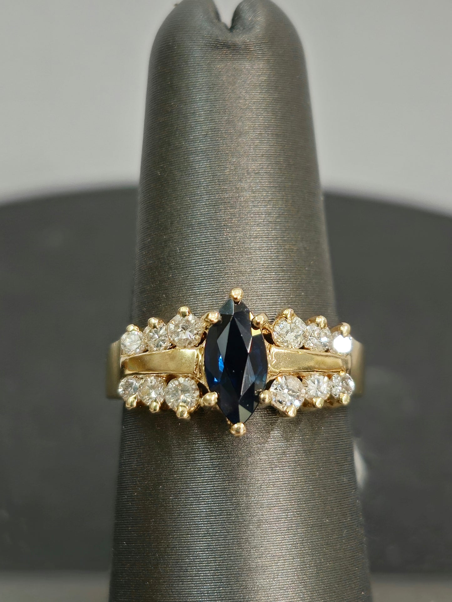 14kt | Marquise Cut Sapphire and Diamond Ring