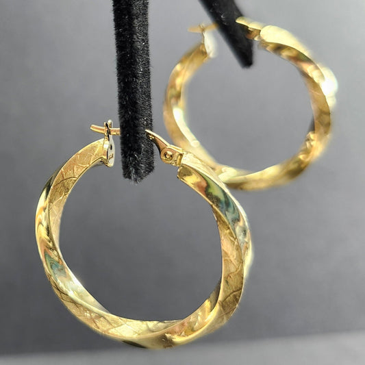 Lightweight Twisted Yellow Gold Hoop Earrings | 10kt