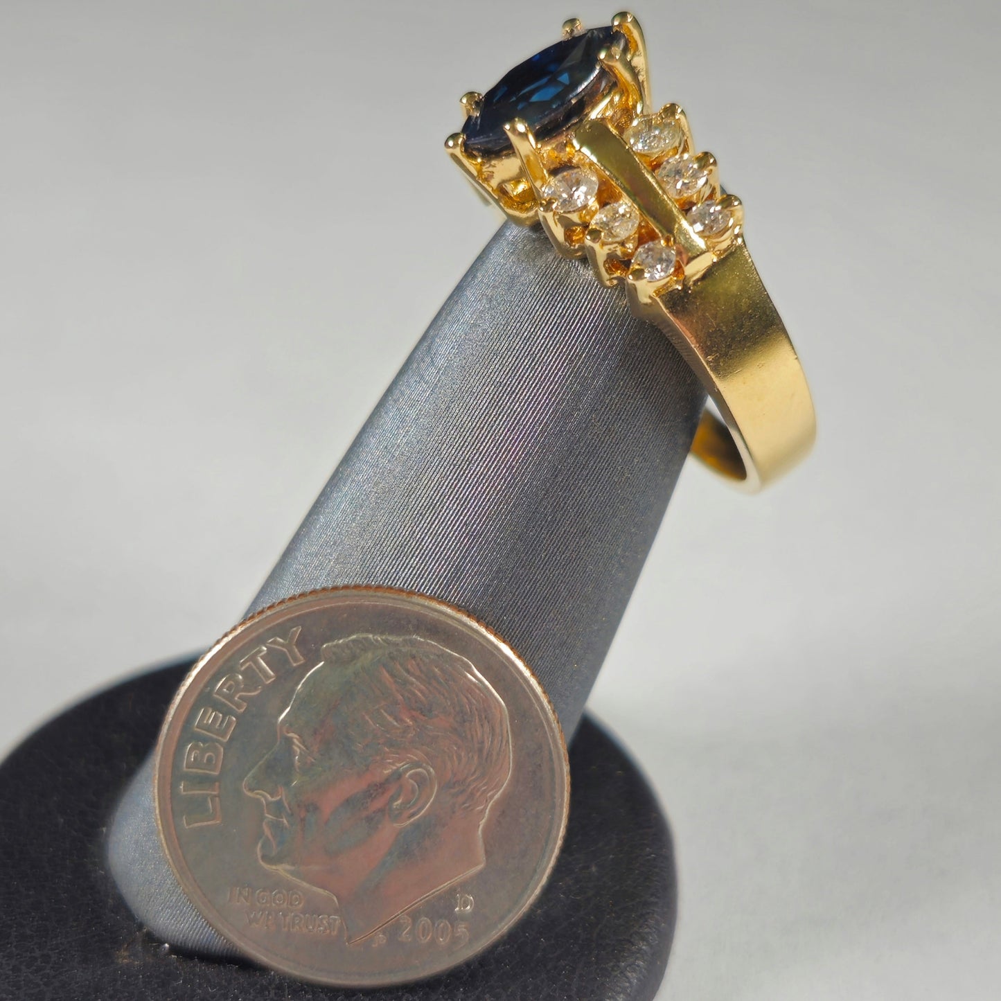 14kt | Marquise Cut Sapphire and Diamond Ring