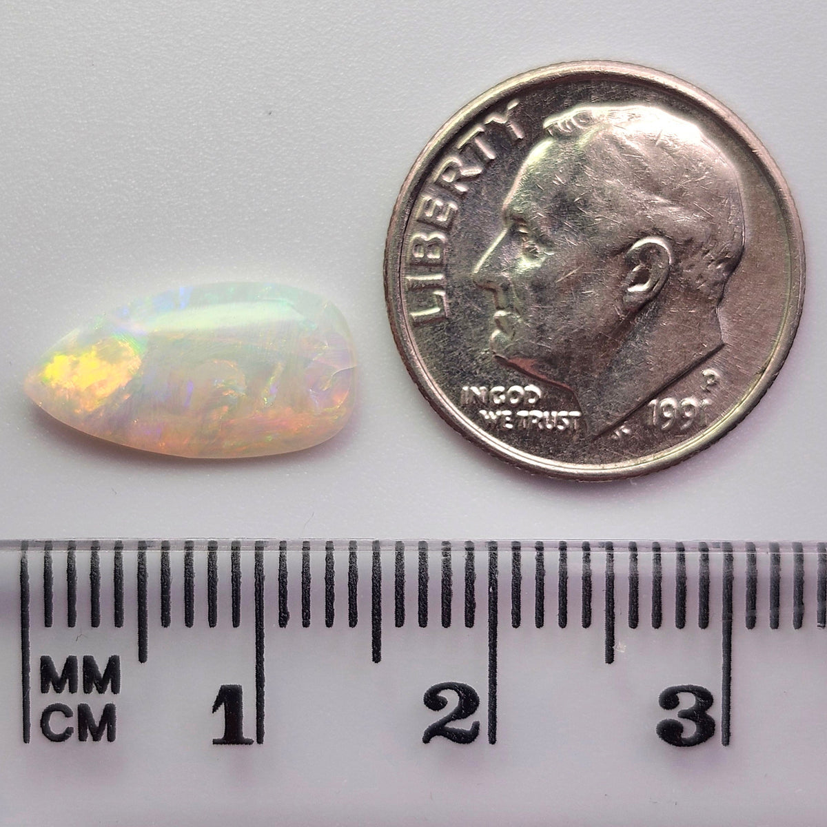 1.58 Lightning Ridge Light Crystal Australian Opal | Pear Cabochon | #E307