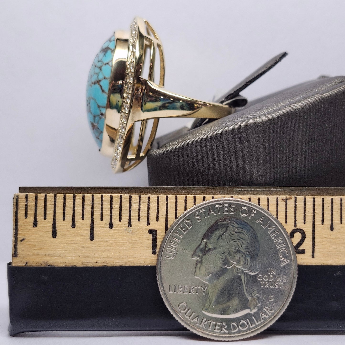 Egyptian Turquoise & Diamond Ring | Custom | 14kt Yellow Gold