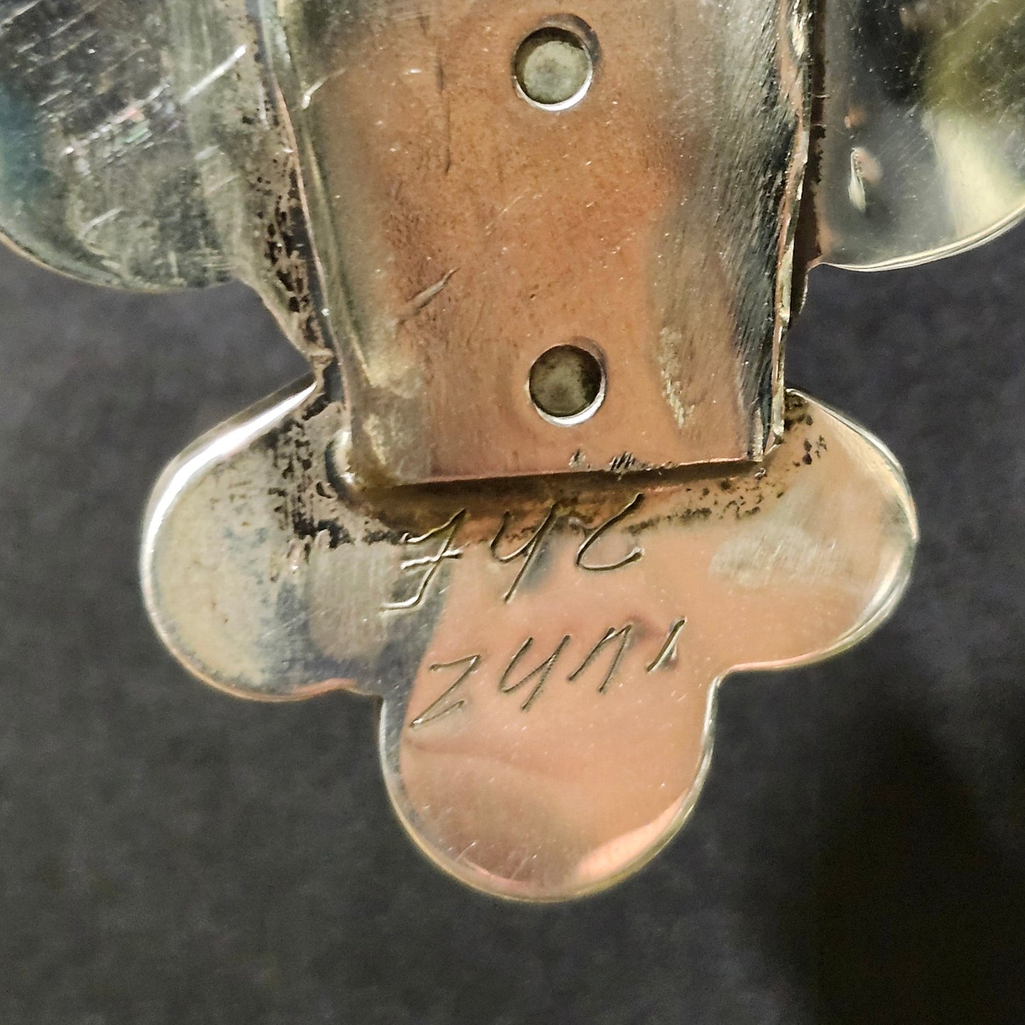 Zuni | Artist FYC Zuni | Thunderbird Inlay Pendant (Modified Bolo Tie) | Sterling Silver