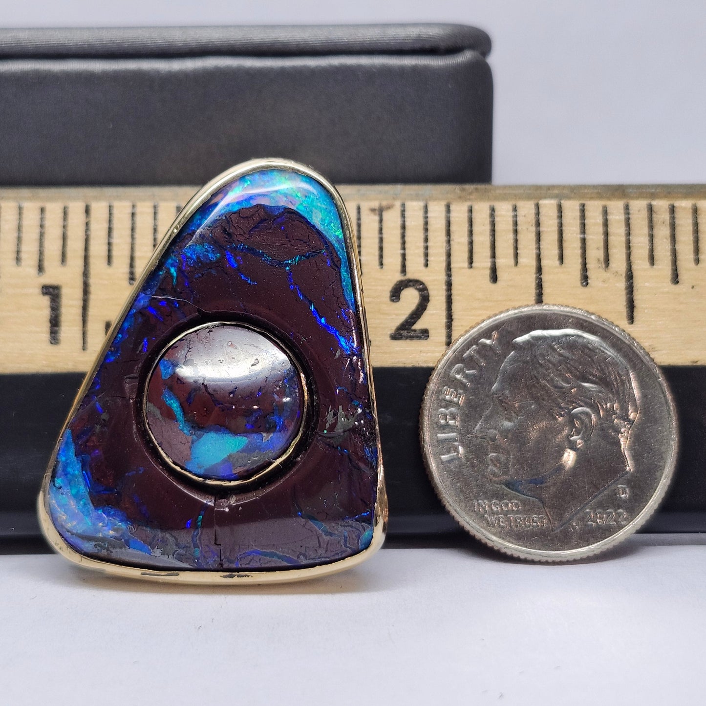 Duetto | Yowah Queensland Boulder Opal Pendant | Custom | 14kt Yellow Gold