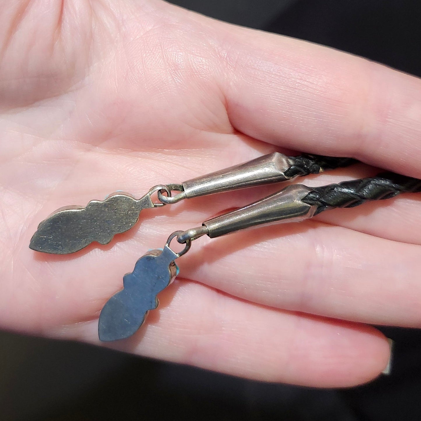 Zuni | Artist Jonathan Beyuka | Warrior Drummer Inlay Bolo Tie | Sterling Silver