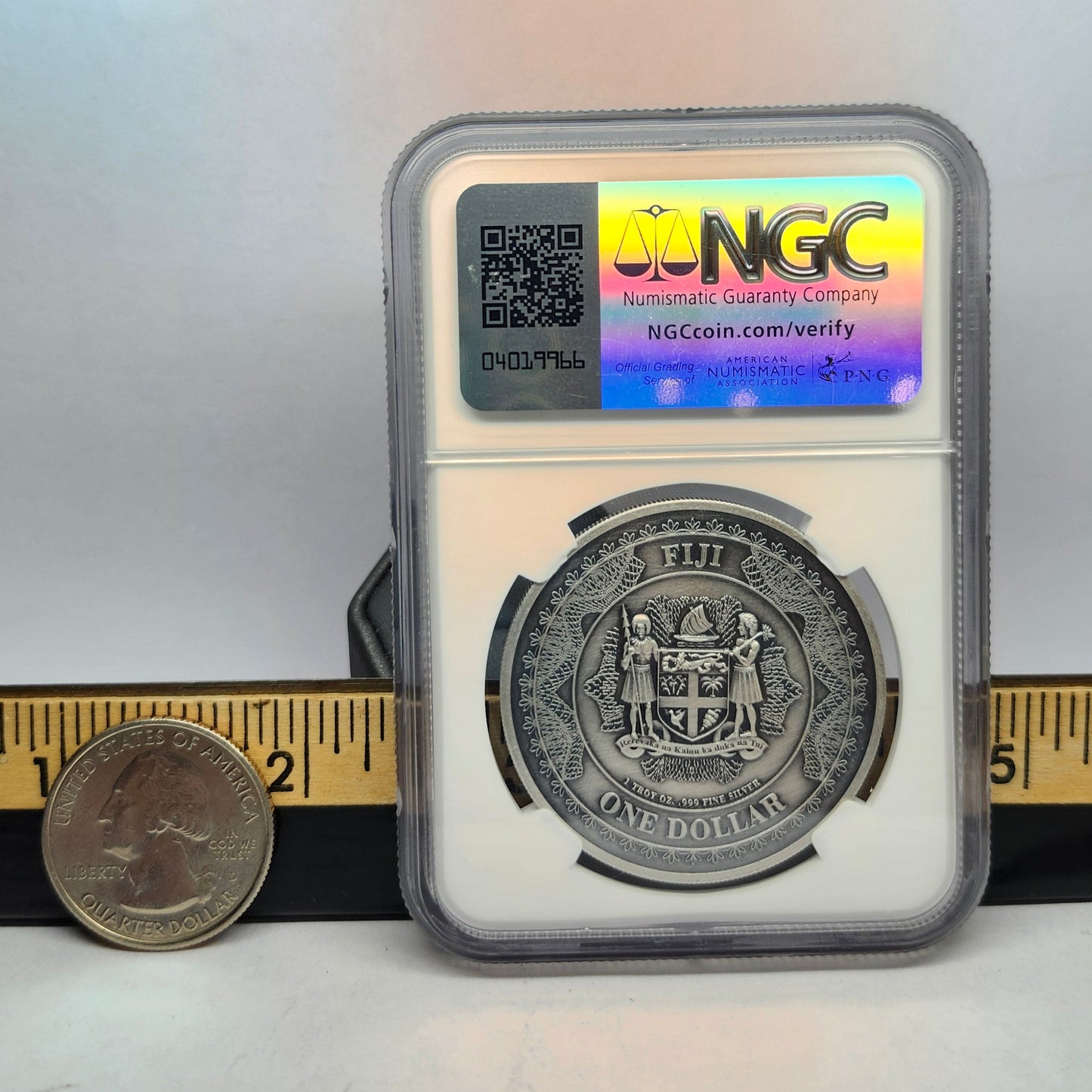 2023 Fiji MS70 ANTIQUED $1 Black Eagle Collectible Coin | Fine Silver | #8