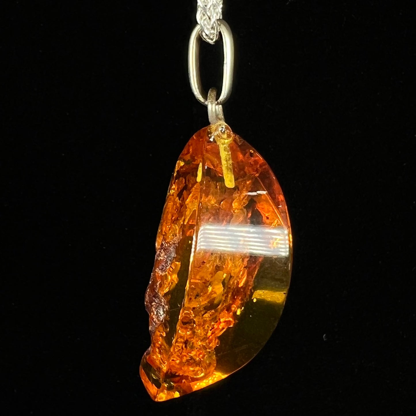 Sterling silver Mexican amber pendant.