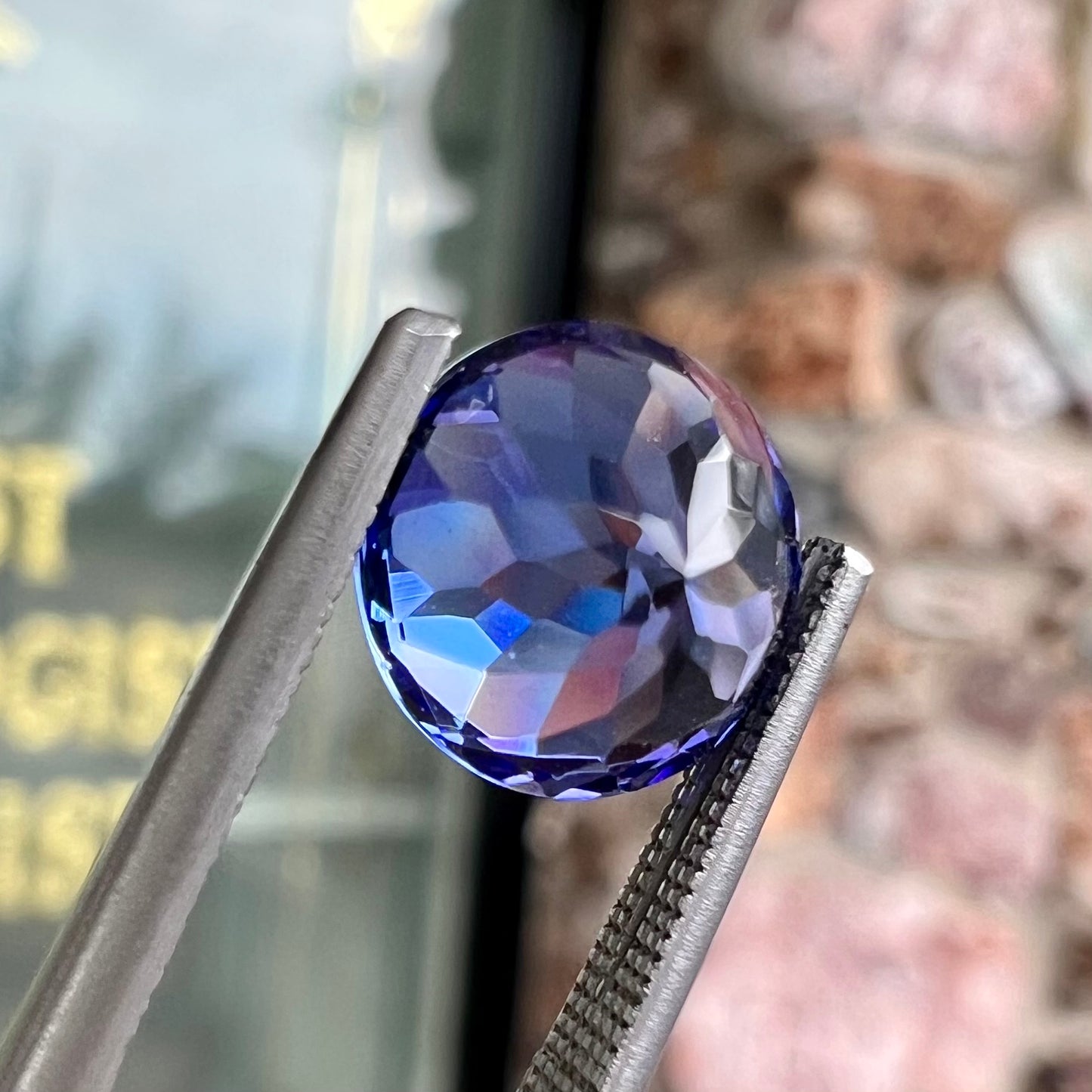 A loose, AAA grade, deep blue, round brilliant cut tanzanite stone.