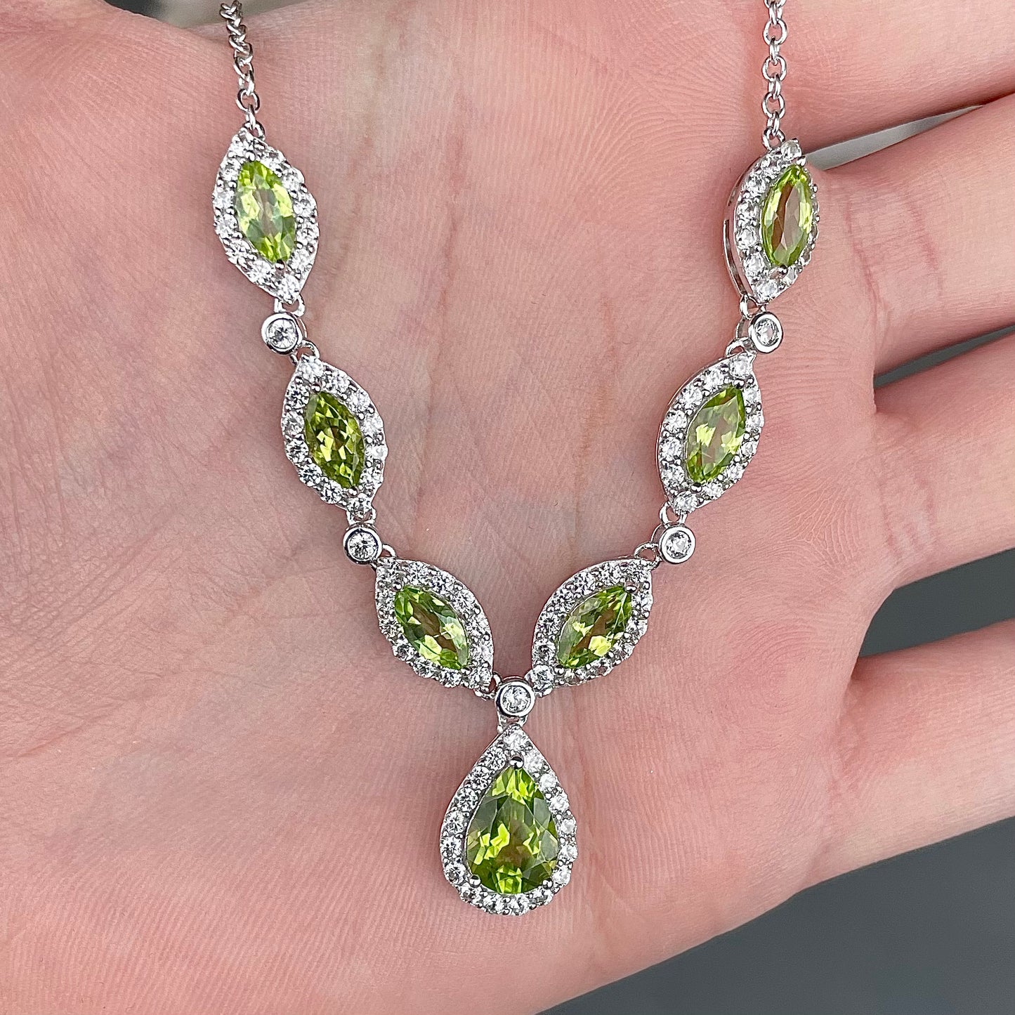 Peridot & CZ Necklace | Sterling Silver