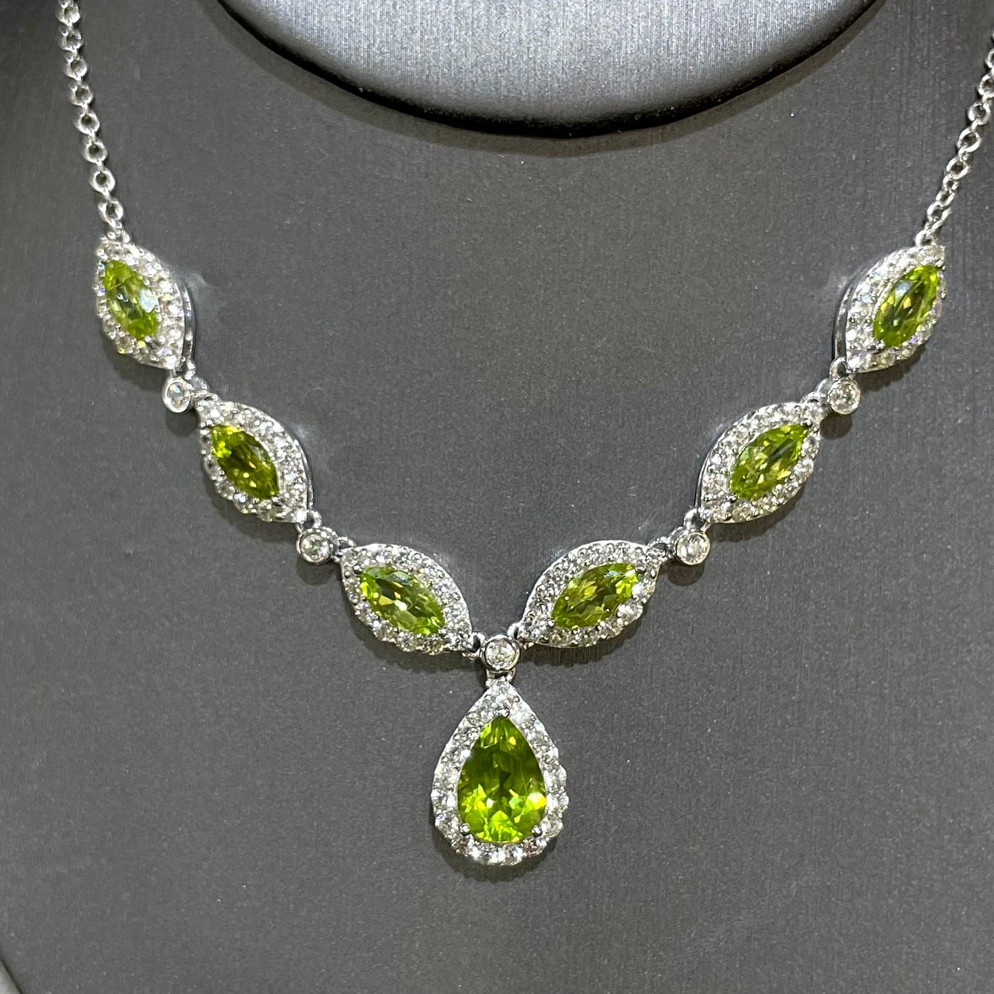 Peridot & CZ Necklace | Sterling Silver