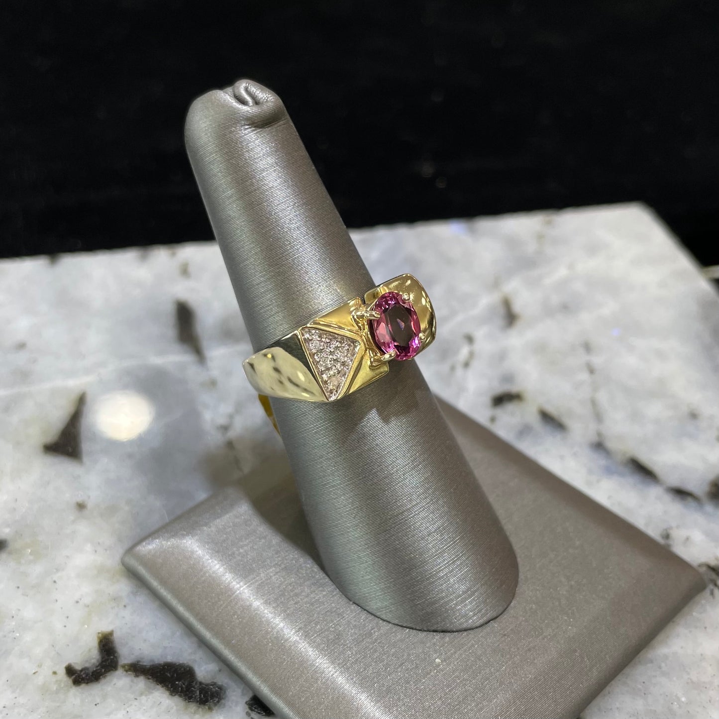 Pink Tourmaline & Diamond Ring | 14kt