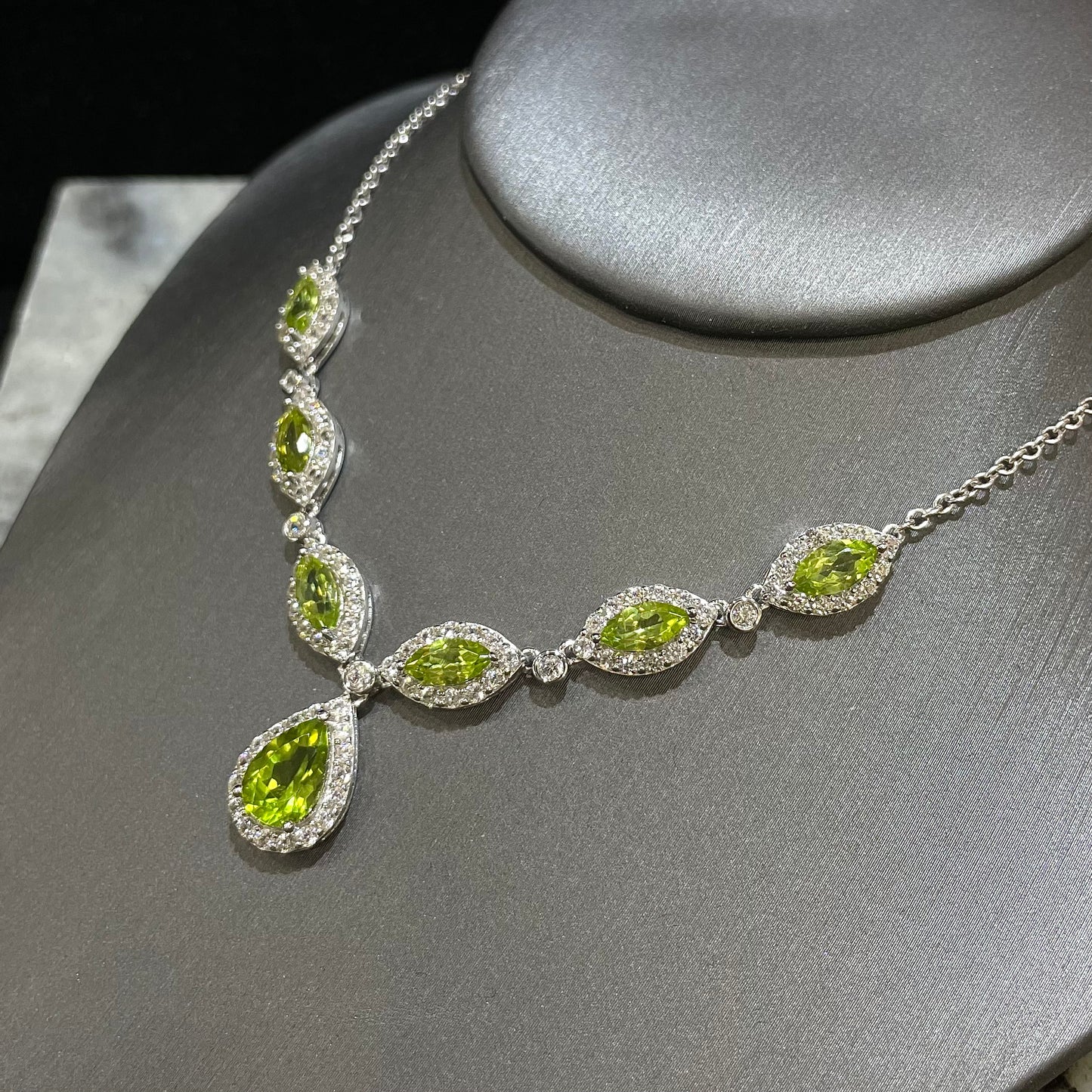 Peridot & CZ Necklace | Sterling Silver