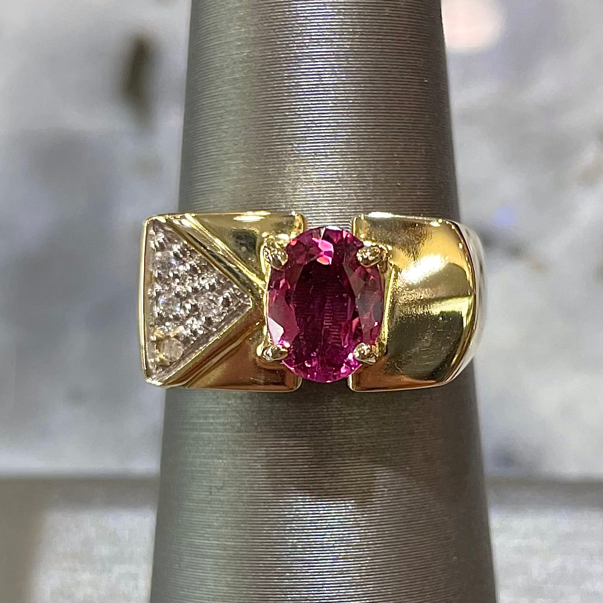 Pink Tourmaline & Diamond Ring | 14kt
