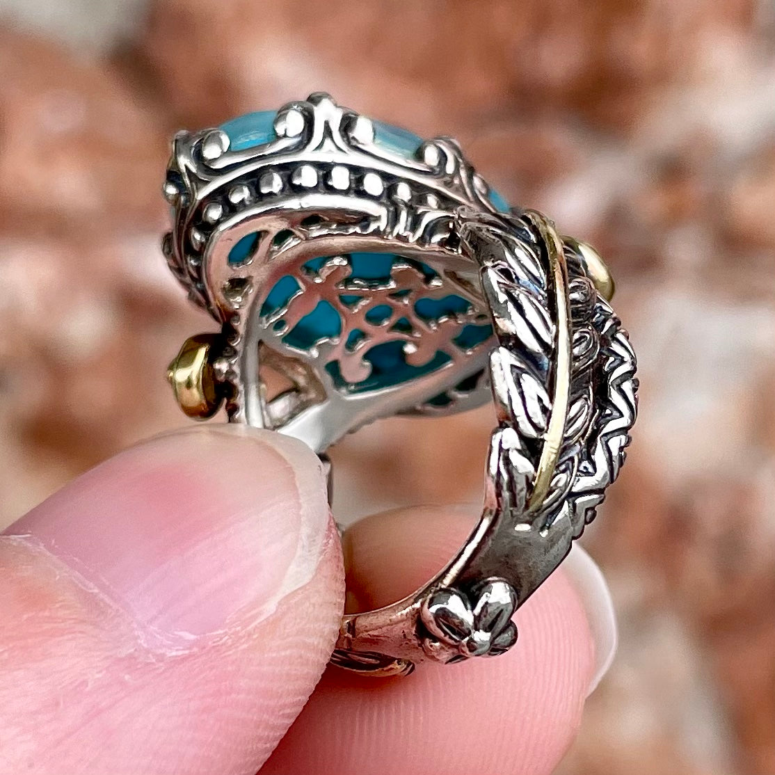 Turquoise Doublet Ring | Sterling Silver & 18kt