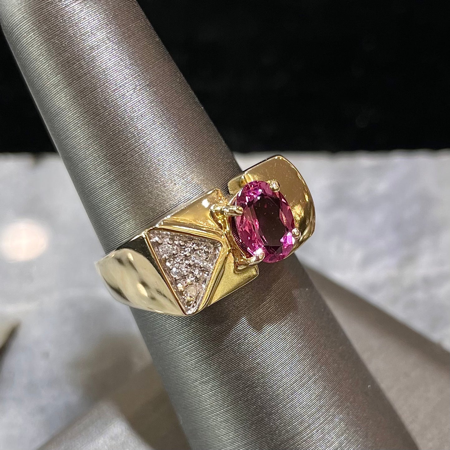 Pink Tourmaline & Diamond Ring | 14kt
