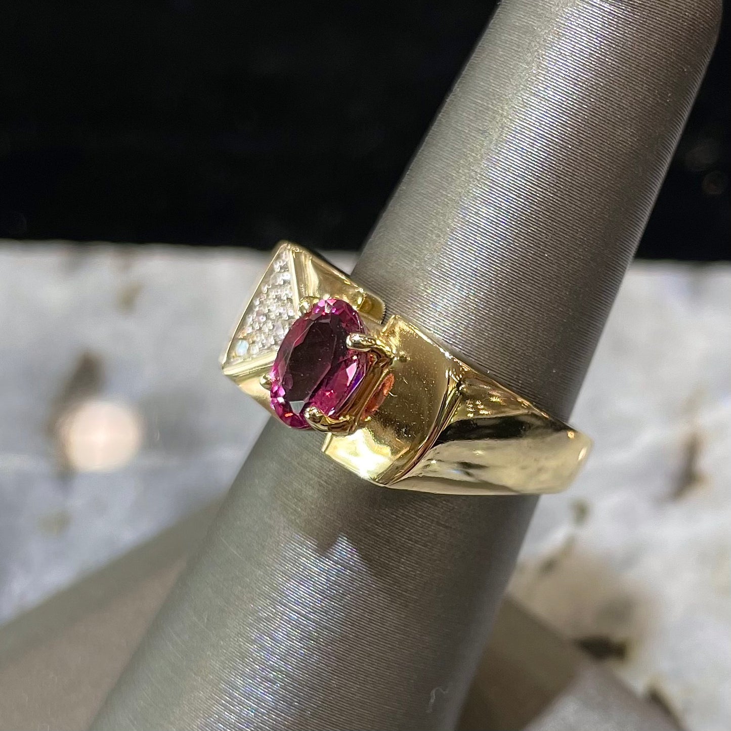 Pink Tourmaline & Diamond Ring | 14kt