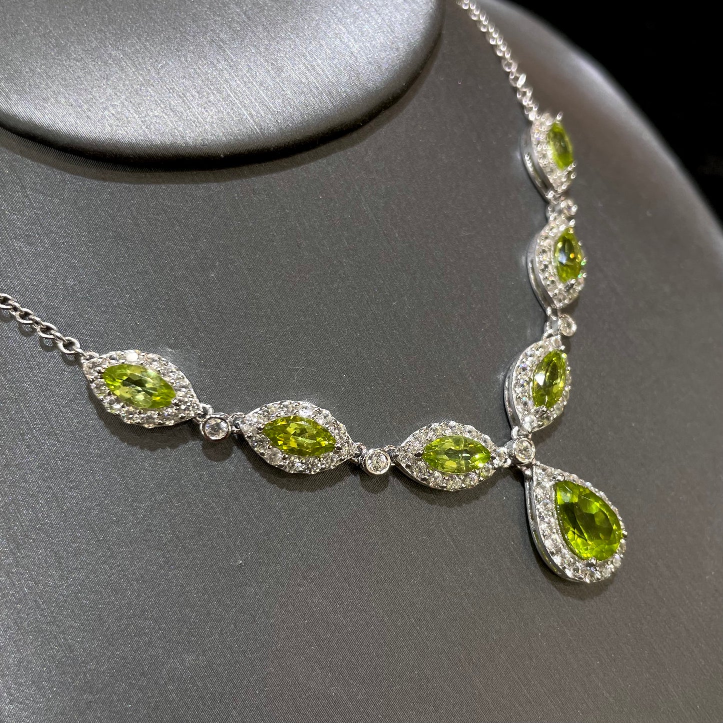 Peridot & CZ Necklace | Sterling Silver