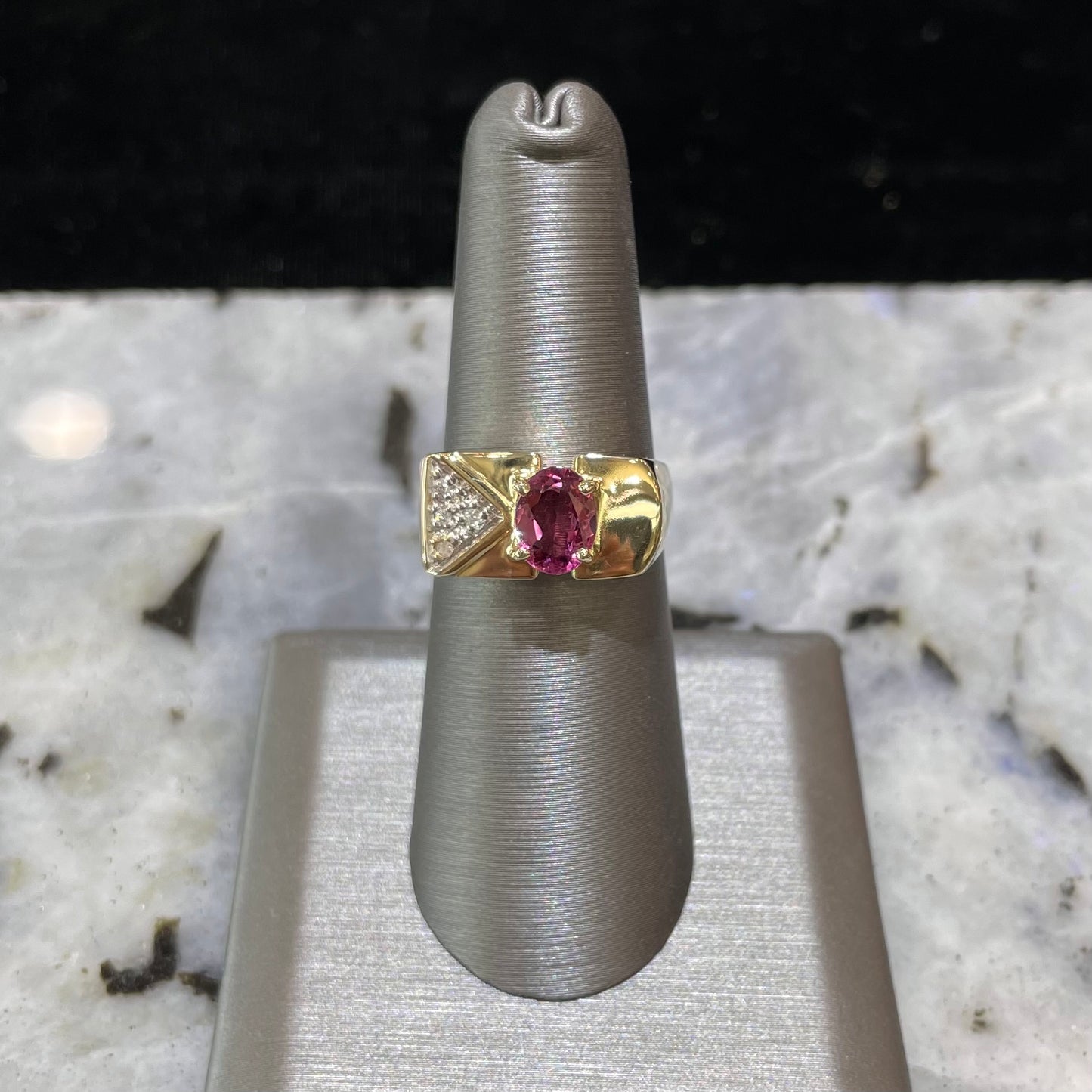 Pink Tourmaline & Diamond Ring | 14kt