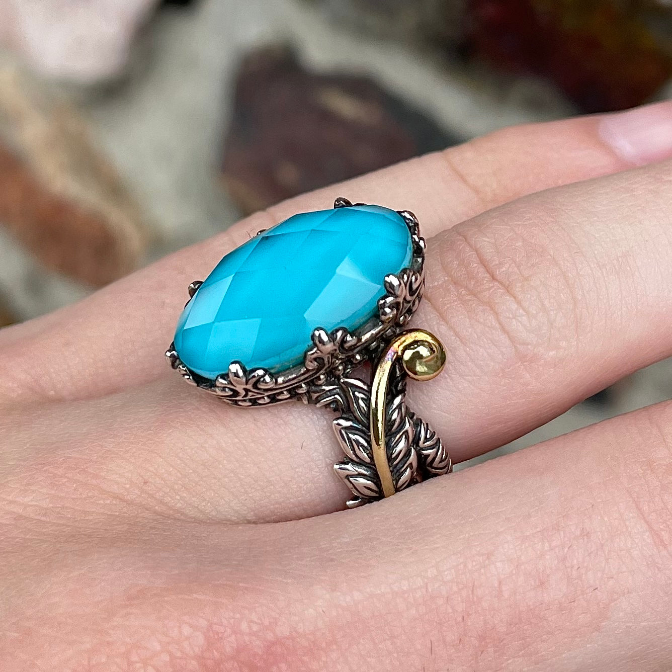 Turquoise Doublet Ring | Sterling Silver & 18kt