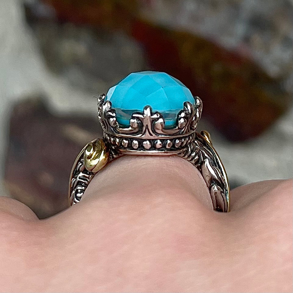 Turquoise Doublet Ring | Sterling Silver & 18kt