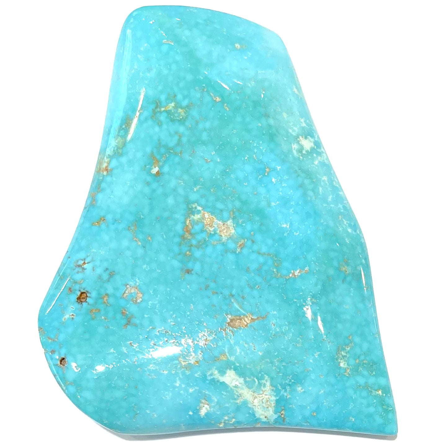A large, polished baby blue Sleeping Beauty turquoise specimen.