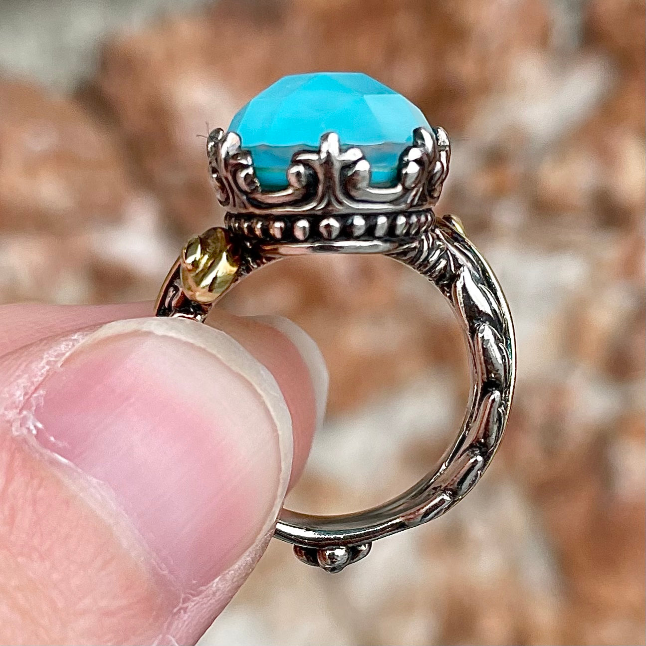 Turquoise Doublet Ring | Sterling Silver & 18kt