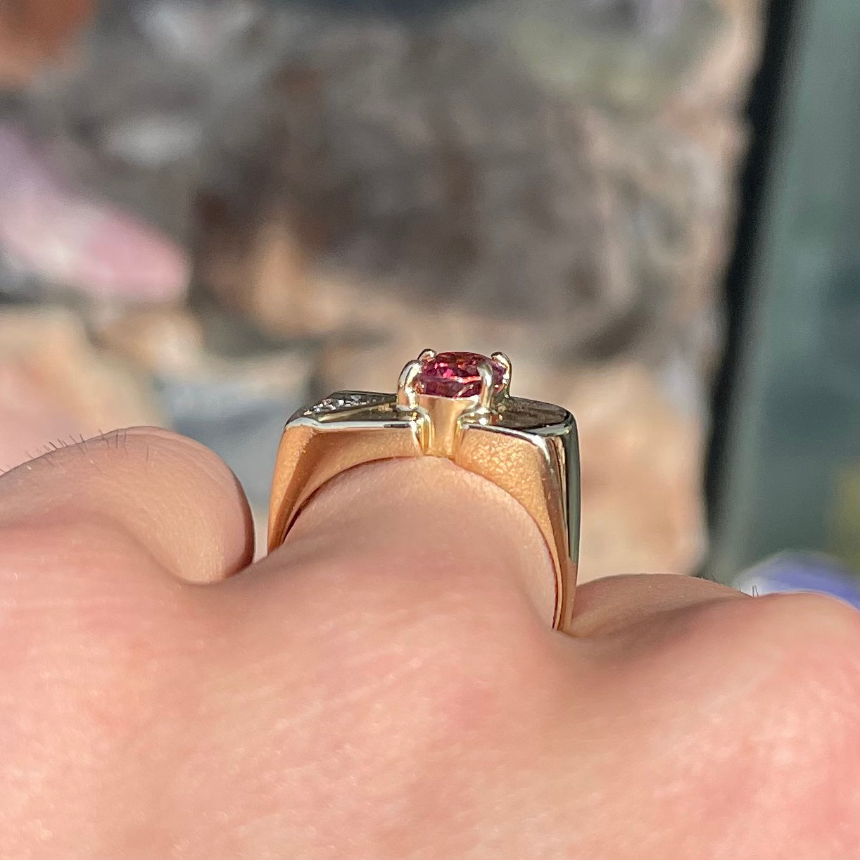 Pink Tourmaline & Diamond Ring | 14kt