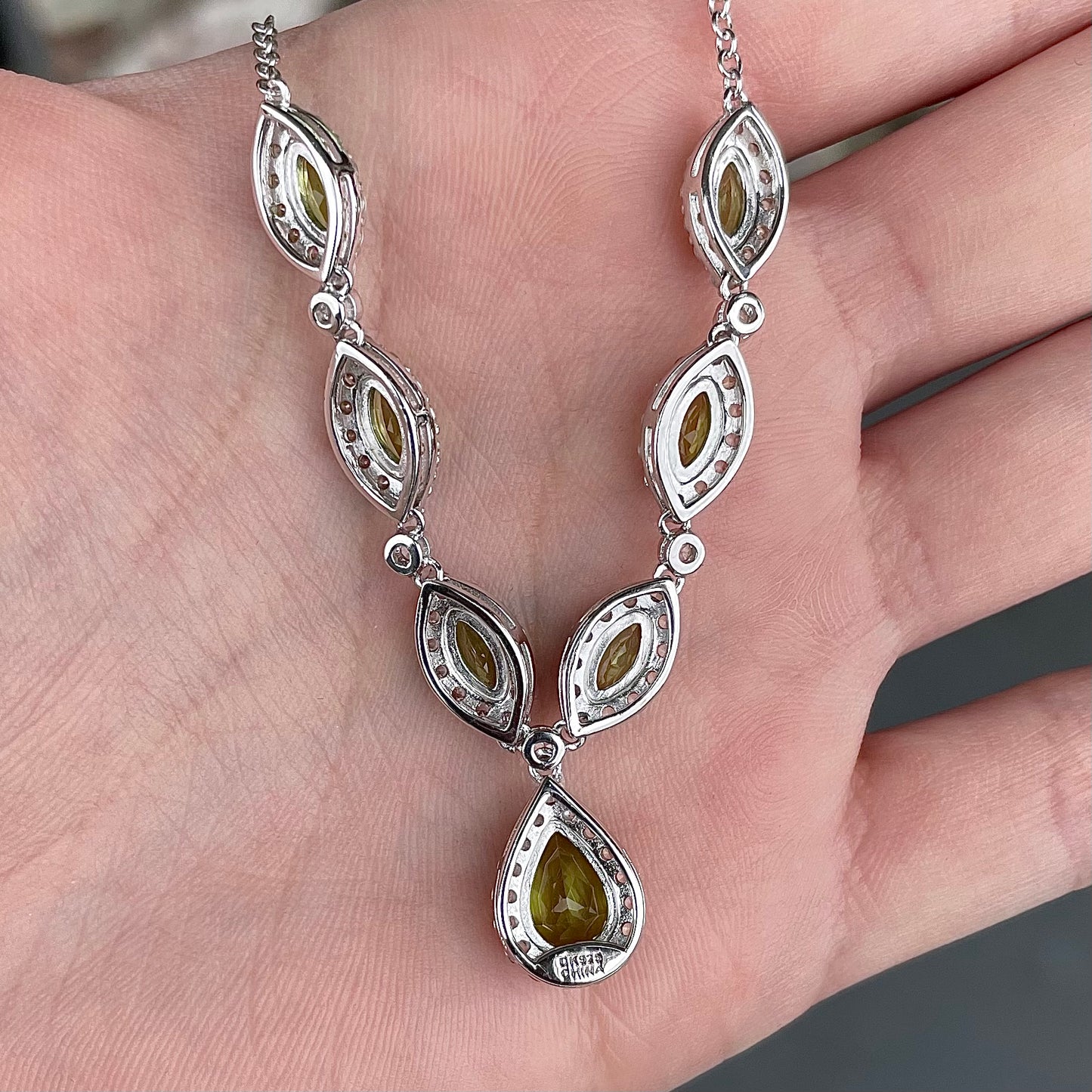 Peridot & CZ Necklace | Sterling Silver