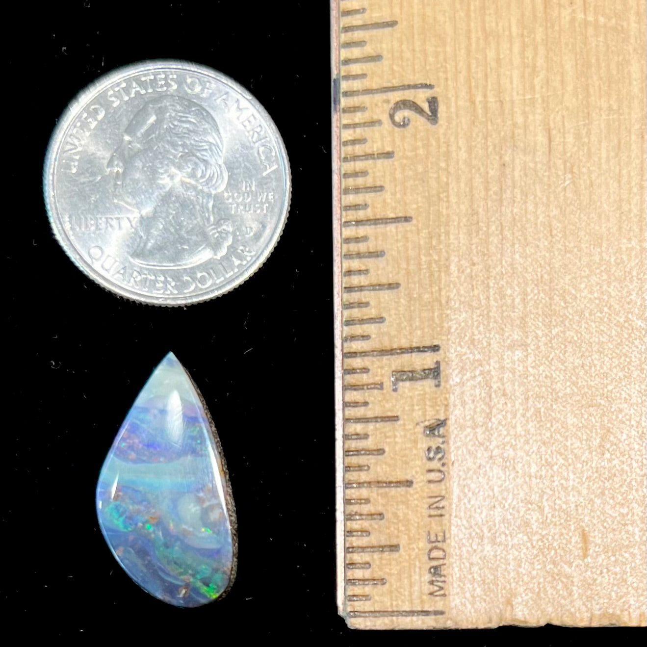 A loose Australian boulder opal stone from Quilpie, Australia.