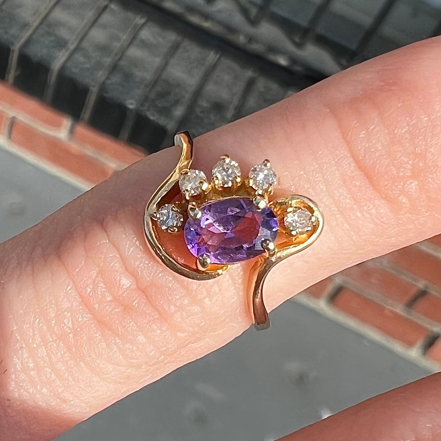 Amethyst & Diamond Child's Ring | 10kt | Estate