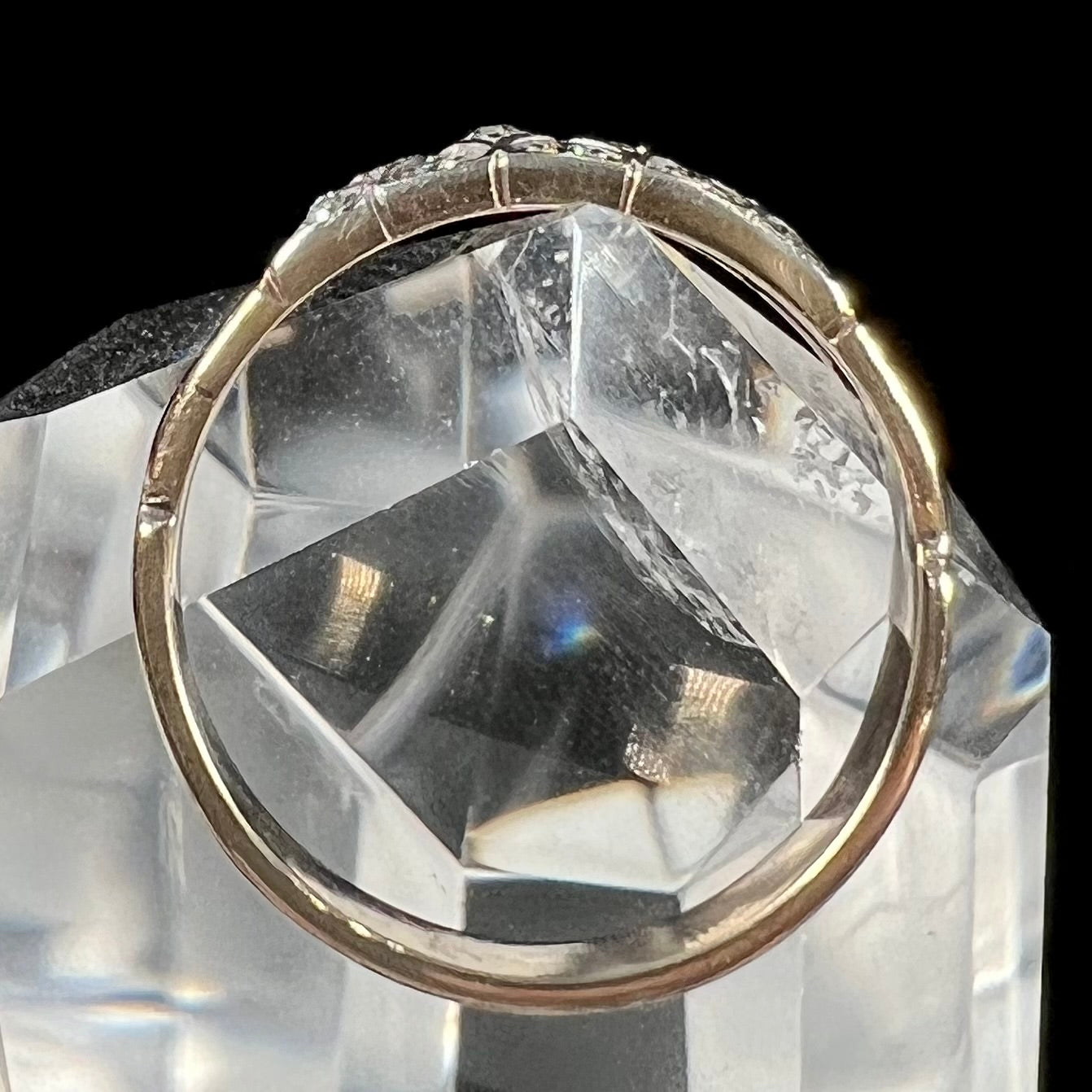 An antique yellow gold ladies' band set with old European cut diamonds.