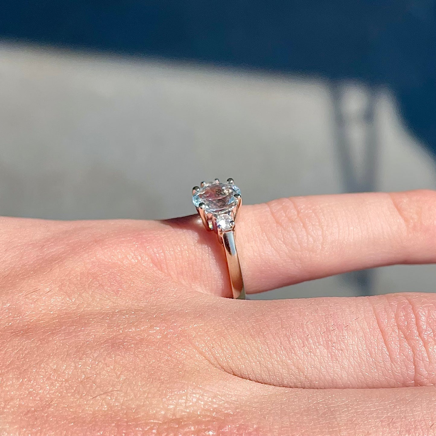 Aquamarine & Diamond Ring | 14kt
