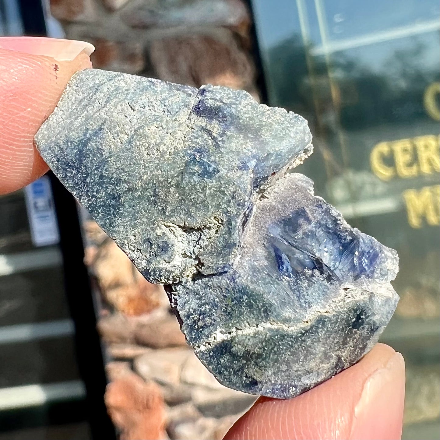 A natural blue benitoite crystal from San Benito County, California.