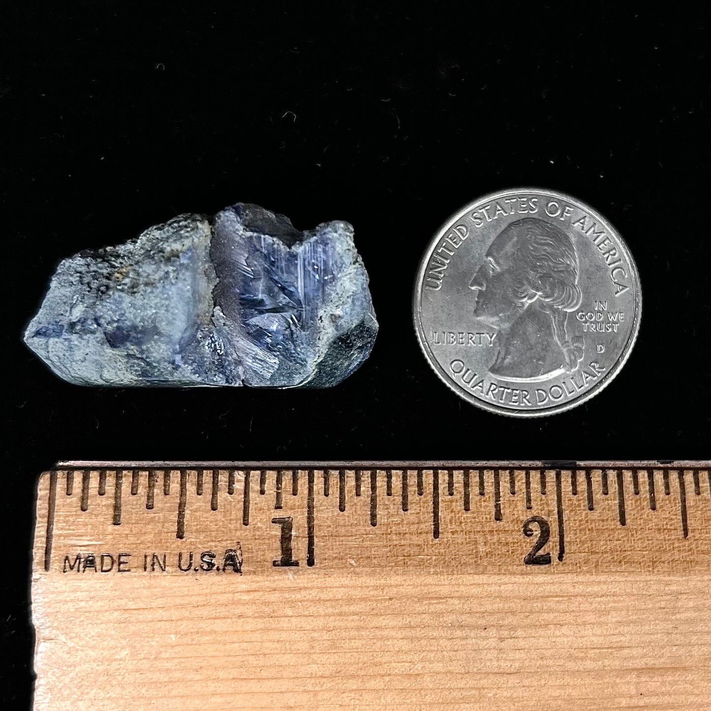 A natural blue benitoite crystal from San Benito County, California.