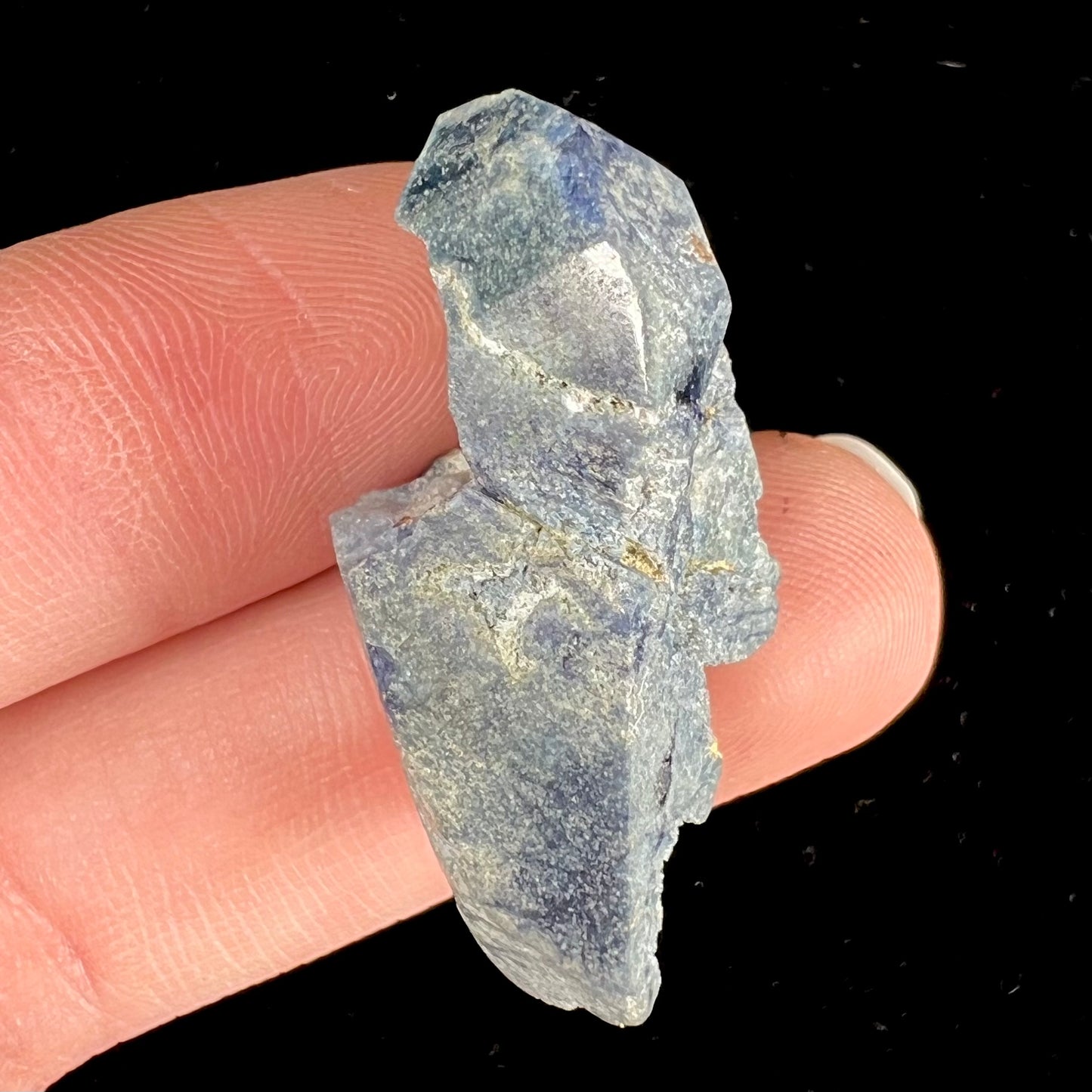 A natural blue benitoite crystal from San Benito County, California.
