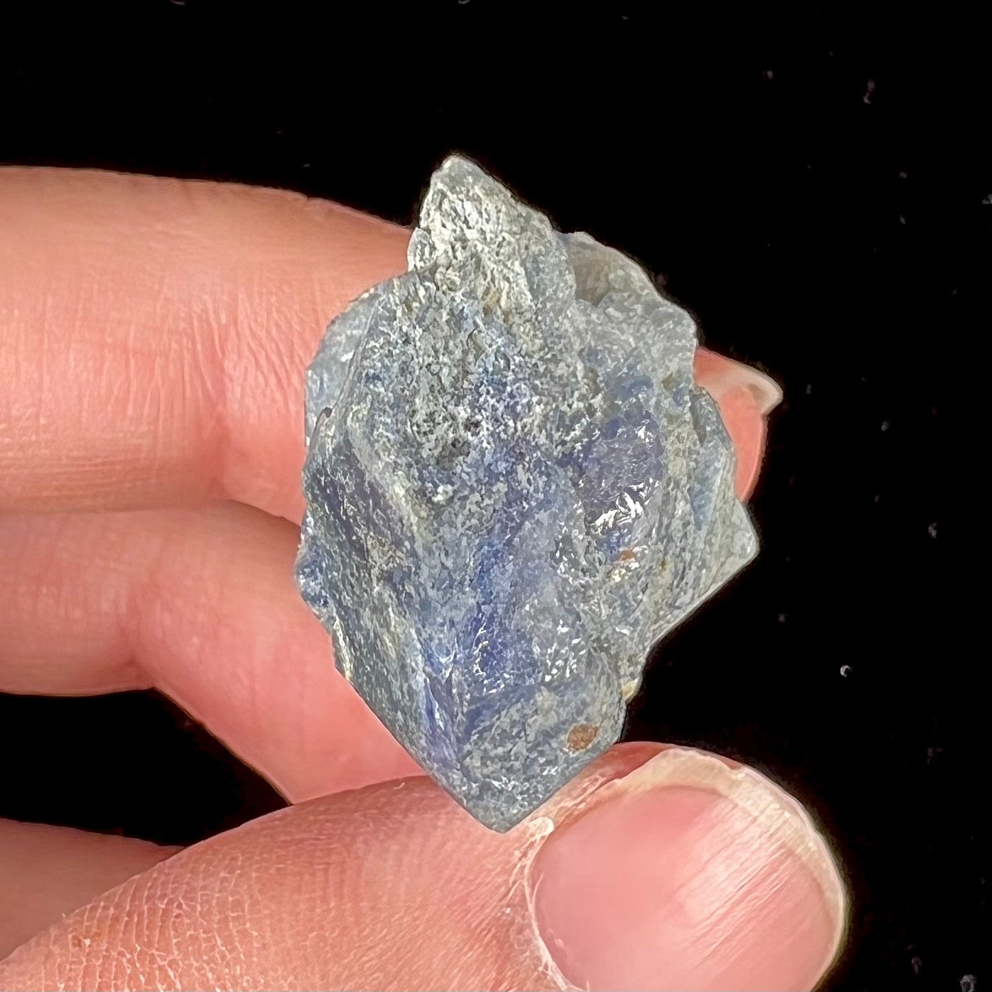 A natural blue benitoite crystal from San Benito County, California.