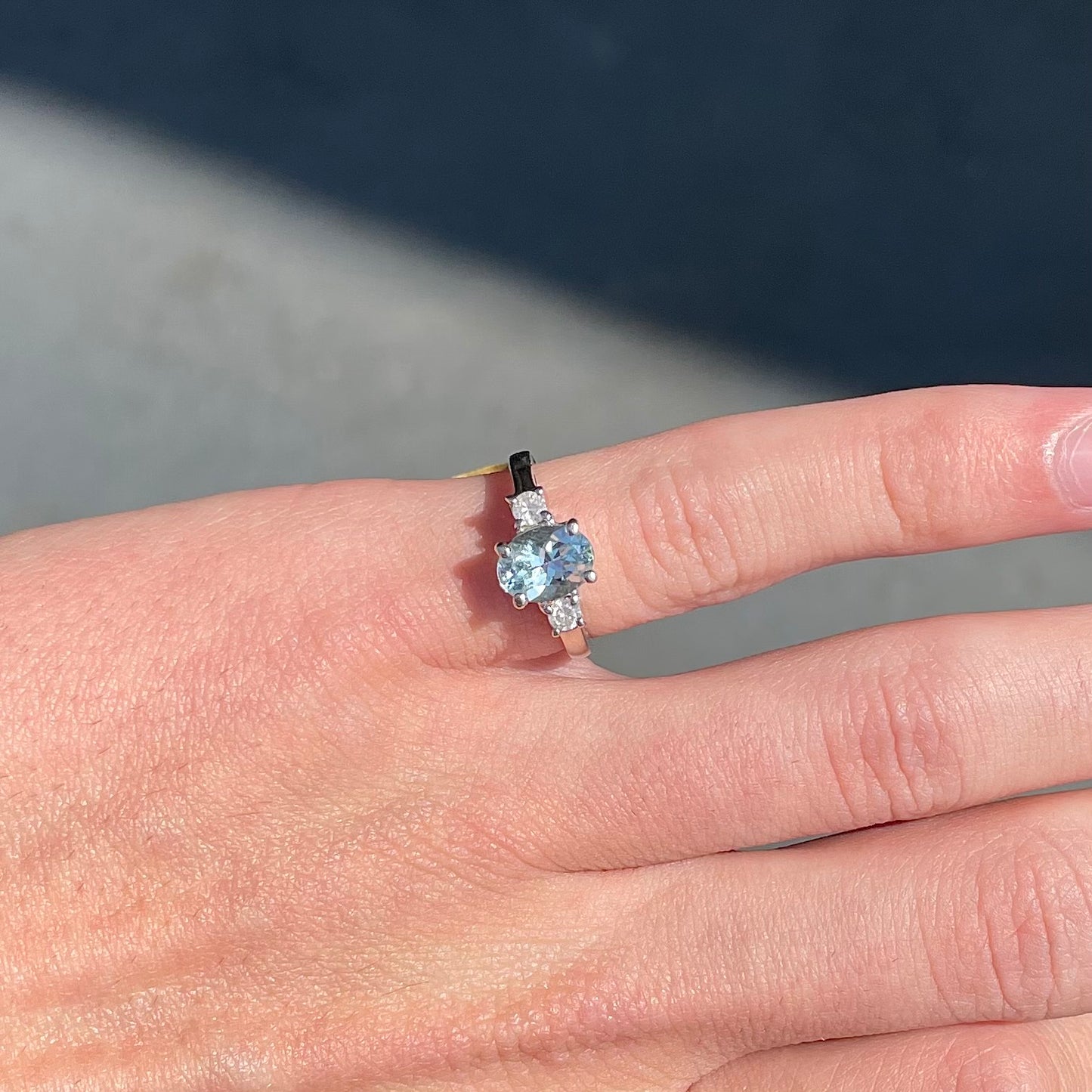 Aquamarine & Diamond Ring | 14kt