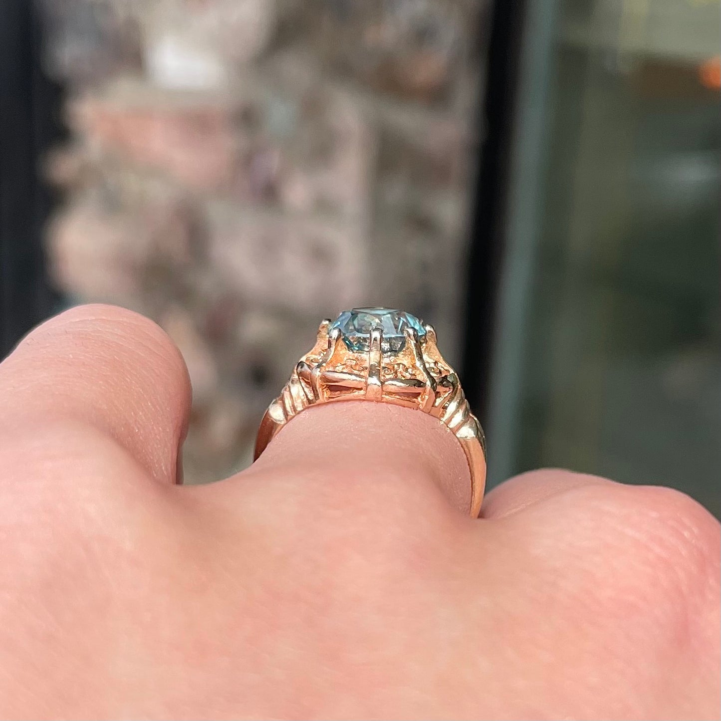 Blue Zircon Ring | 14kt