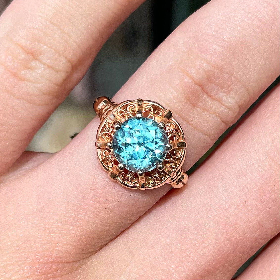Blue Zircon Ring | 14kt