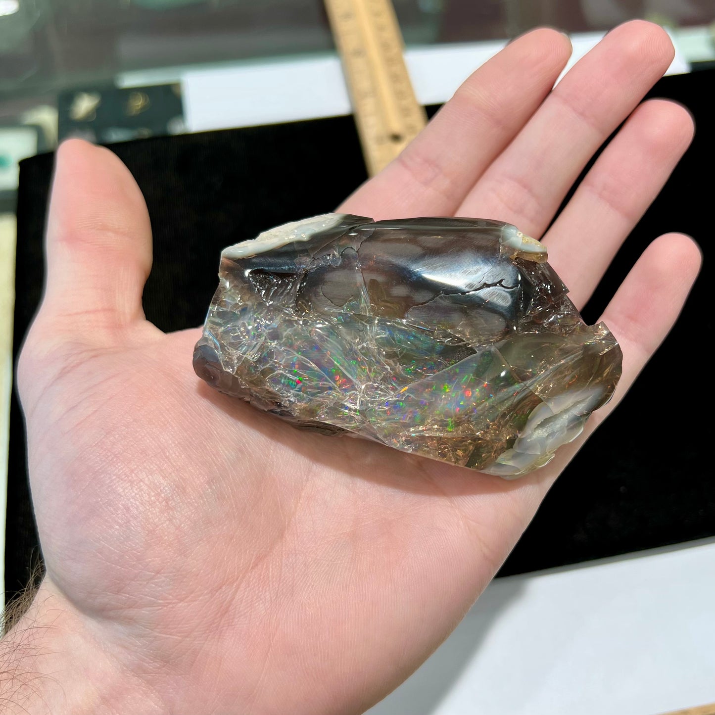 A brown opal crystal specimen from Virgin Valley, Nevada.