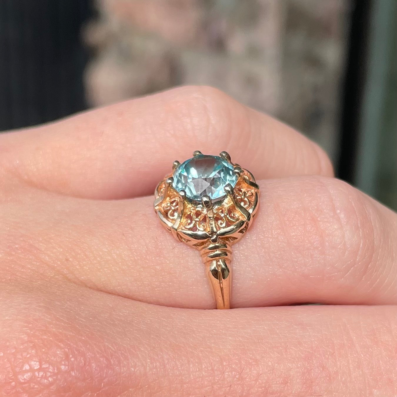 Blue Zircon Ring | 14kt