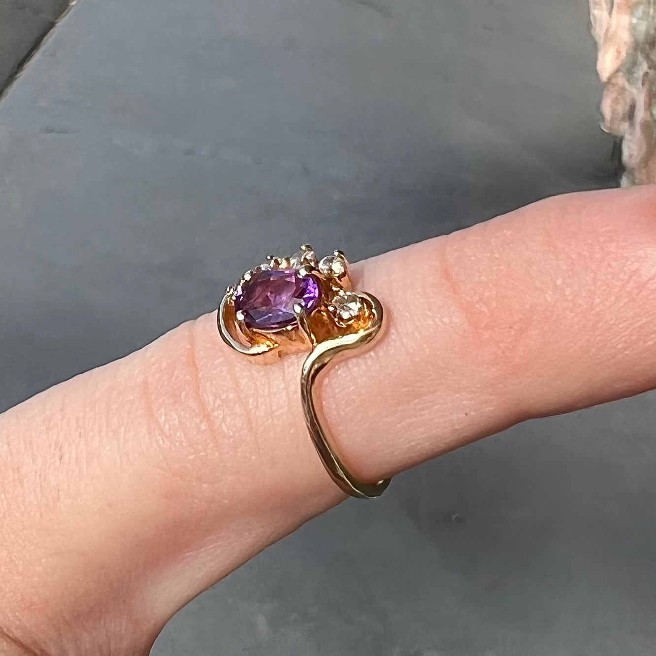 Amethyst & Diamond Child's Ring | 10kt | Estate